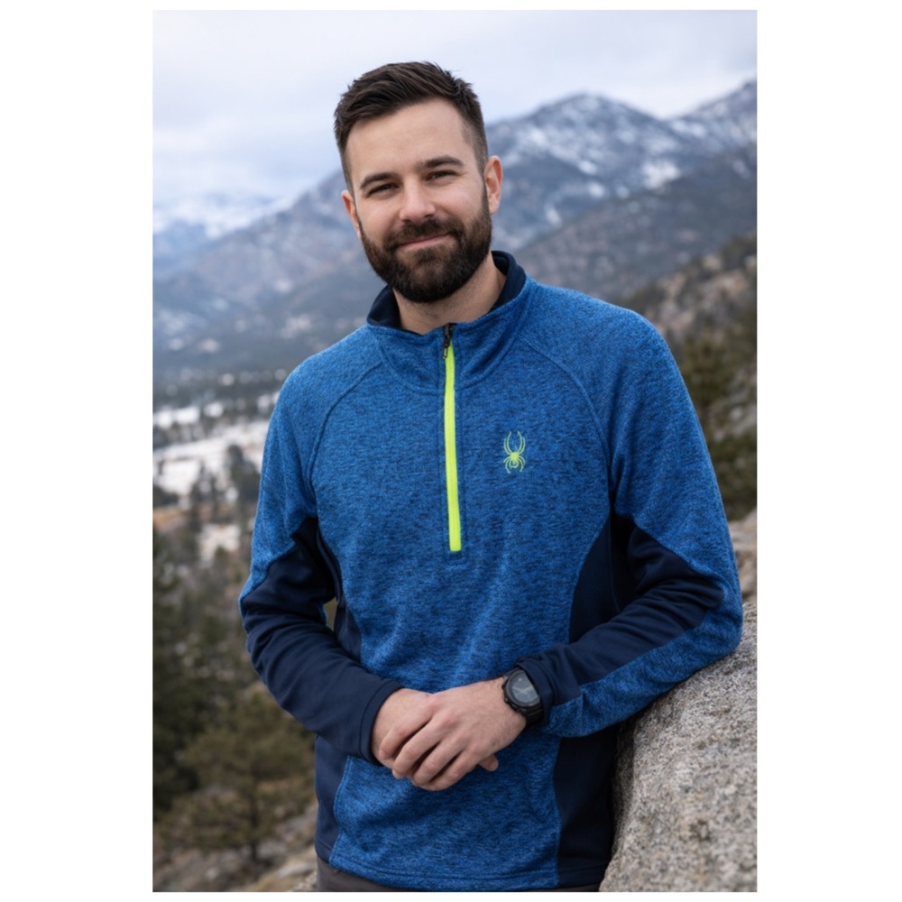Spyder Men’s Blue Outbound 1/2 Zip Fleece Pullover Sweater M